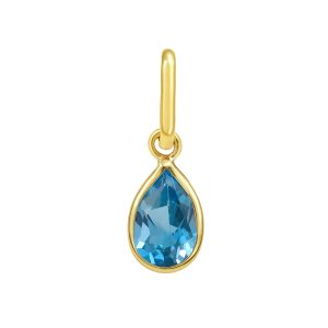 14K Pear Blue Topaz Charm