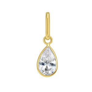 14K Pear Clear CZ Charm