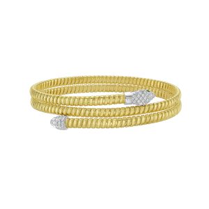 14K Diamond Snake Tubogas Bangle