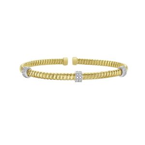 14K Diamond Triple Station Tubogas Cuff