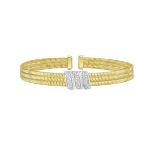 14K .21ct Diamond Omega Triple Cuff