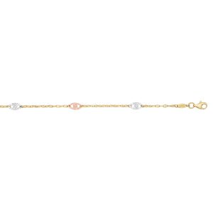14K Tri-color Gold Diamond Cut Anklet
