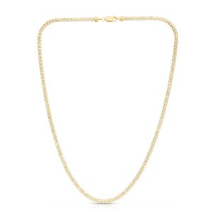 14K Gold 16" 3.3mm Two-Tone Fancy Ice Chain