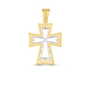 14K Two-tone Cross Pendant