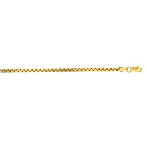 10K Gold 1.6mm Solid Round Box Chain