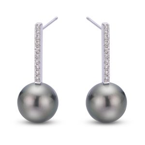 14KT White Gold Tahitian Pearl Earring