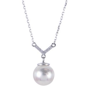 14KT White Gold Akoya Pearl Necklace