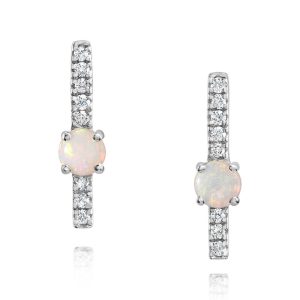 14K White Goldaustralian Opal/Diamond Earrings
