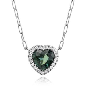 Platinum Blue Green Sapphire Neckpiece