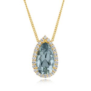 14K Yellow Gold Aquamarine/Diamond Neckpiece