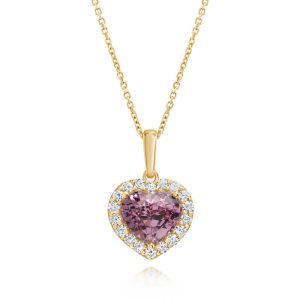 18K Yellow Gold Lotus Garnet/Diamond Pendant