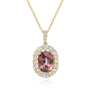 18K Yellow Gold Lotus Garnet/Diamond Pendant