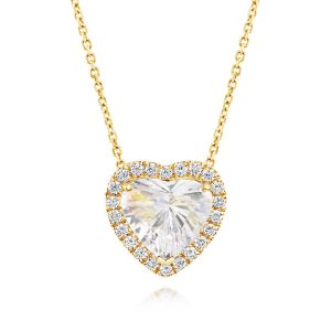 14K Yellow Gold Rainbow Moonstone/Diamond Pendant