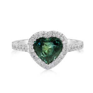 Platinum Blue Green Sapphire Ring