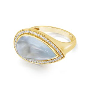 14K Yellow Gold Aquamarine/Diamond Ring