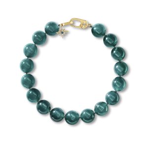 14K Yellow Gold Guatemalan Jade/Diamond Bracelet