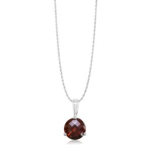 14K White Gold Checkerboard Garnet Martini Pendant