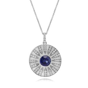 Platinum Tanzanite/Diamond Medallion Pendant