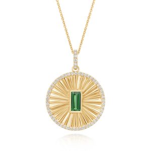14K Yellow Gold Tsavorite/Diamond Medallion Pendant