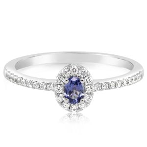 14K White Gold Yogo Sapphire/Diamond Ring