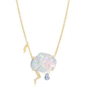 14K Yellow Gold Mexican Fire Opal Cloud Neckpiece