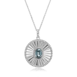 Platinum Grey Spinel/Diamond Medallion Pendant