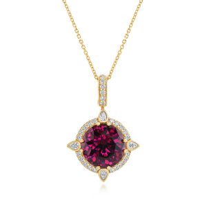 18K Yellow Gold Purple Garnet/Diamond Pendant