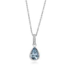 Platinum Aqua/Diamond Pendant