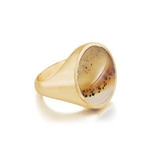 14K Yellow Gold Montana Agate Signet Ring