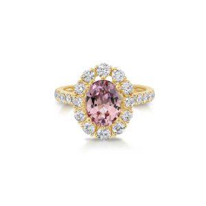 18K Yellow Gold Lotus Garnet/Diamond Ring