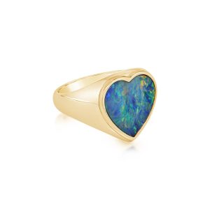 14K Yellow Gold Australian Opal Doublet Ladies Ring