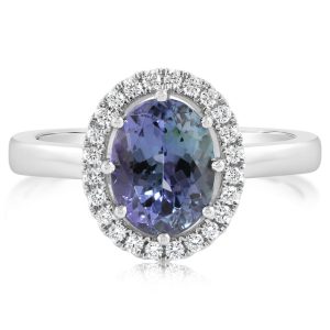 Platinum 9x7mm Oval Peacock Tanzanite/Diamond Ring