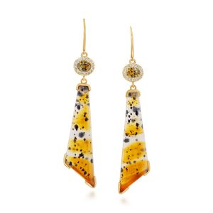 14K Yellow Gold Montana Agate/Fancy Montana Sapphire/Diamond Earrings