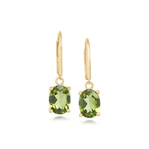 14K Yellow Gold Peridot Earrings