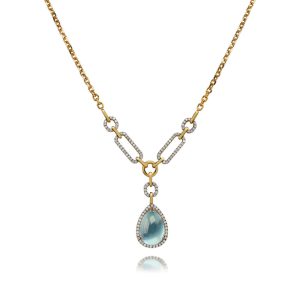 18K White Gold/18K Yellow Gold Aquamarine/Diamond Neckpiece