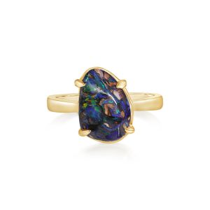 14K Yellow Gold Australian Boulder Opal Ring