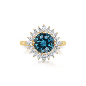 18K Yellow Gold Montana Sapphire/Diamond Ring
