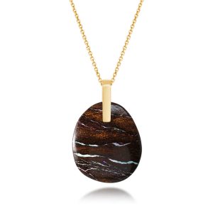14K Yellow Gold Australian Boulder Opal Pendant
