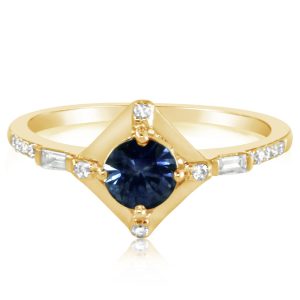 14K Yellow Gold Montana Sapphire/Diamond Ring