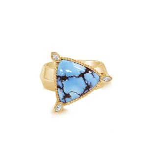 14K Yellow Golden Hills Turquoise/Diamond Ring