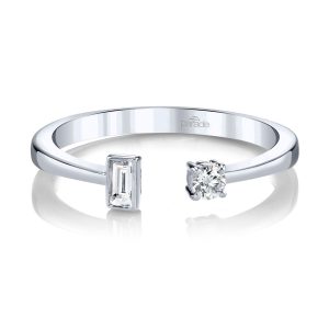 Round & Baguette Diamond Open-Ended Band