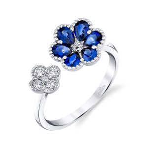 Sapphire & Diamond Floral Ring