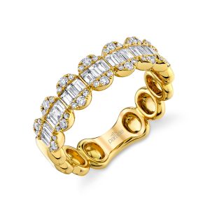 Round & Baguette Diamond Cluster Ring