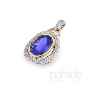 8.91 Carat Tanzanite & Diamond Halo Pendant