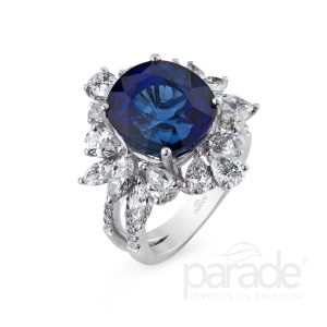 12.12 Carat Blue Sapphire & Diamond Ring