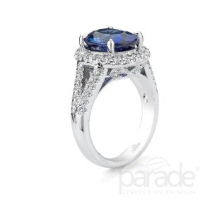 5.43 Carat Blue Sapphire & Diamond Ring