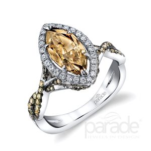 Marquise Cognac Diamond Halo Ring