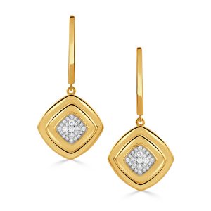E11871TT-18K YELLOW GOLD DIAMOND EARRING WITH WHITE RHODIUM ON DIAMONDS