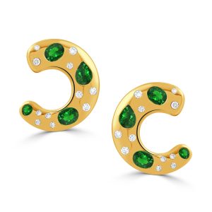 E12204TS-18K YELLOW GOLD DIAMOND EARRING WITH TSAVORITE