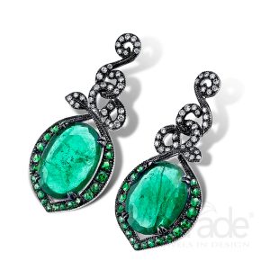 Emerald, Tsavorite & Diamond Earrings